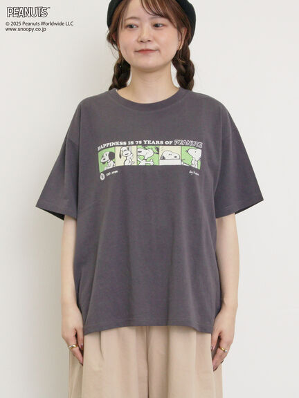 【PEANUTS×Samansa Mos2】75thアートTee（オフホワイト/チャコールグレー/キナリ）｜Samansa Mos2（サマンサ モスモス）通販