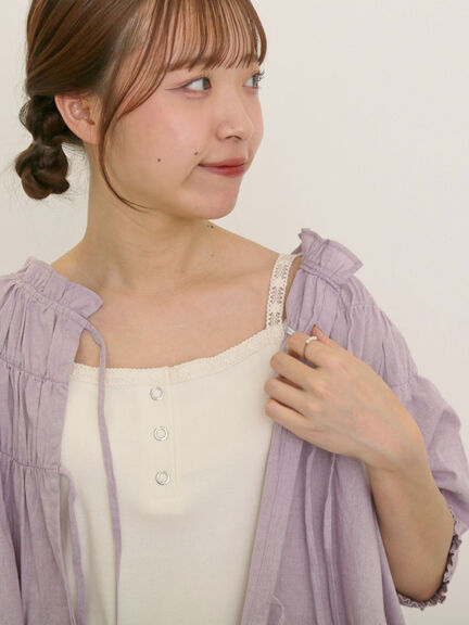 セール】 裾レイヤード風レースキャミ（チャコールグレー/カーキ