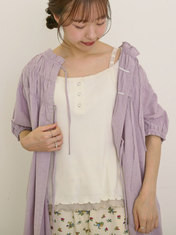 セール】 裾レイヤード風レースキャミ（チャコールグレー/カーキ