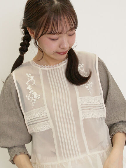 オーガンジー刺繍ベスト（オフホワイト/ブラック/キナリ）｜Samansa Mos2（サマンサ モスモス）通販