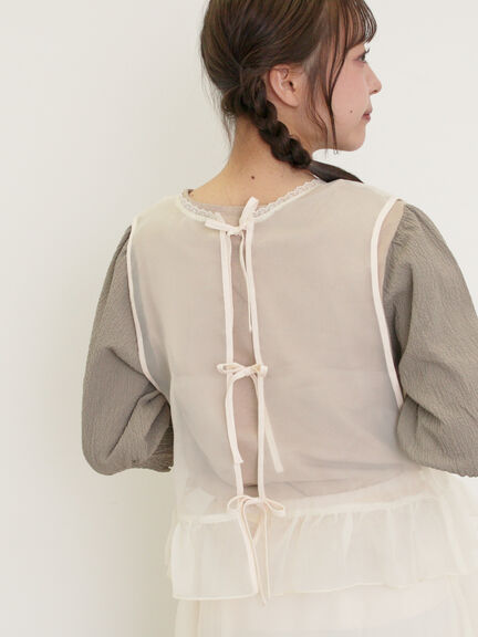 オーガンジー刺繍ベスト（オフホワイト/ブラック/キナリ）｜Samansa Mos2（サマンサ モスモス）通販