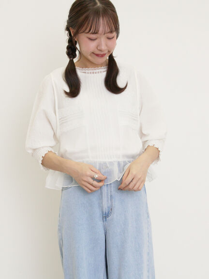 オーガンジー刺繍ベスト（オフホワイト/ブラック/キナリ）｜Samansa Mos2（サマンサ モスモス）通販