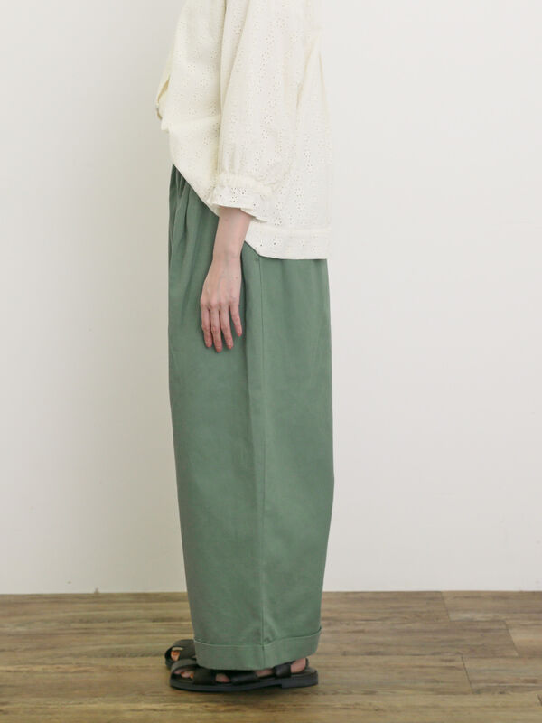 セール】 【S/Mサイズ】ベルト付きチノワイドパンツ（チャコールグレー