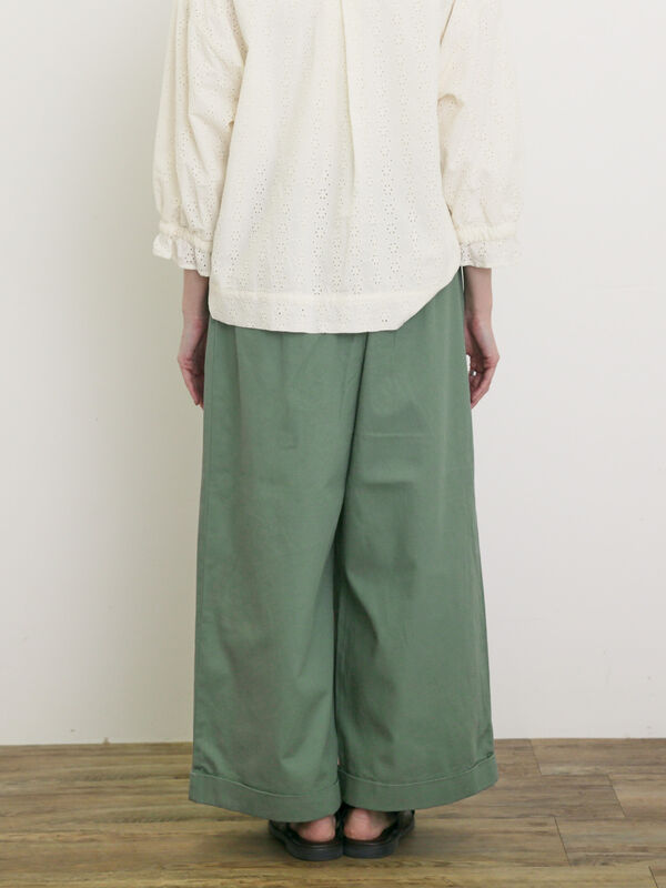 セール】 【S/Mサイズ】ベルト付きチノワイドパンツ（チャコールグレー