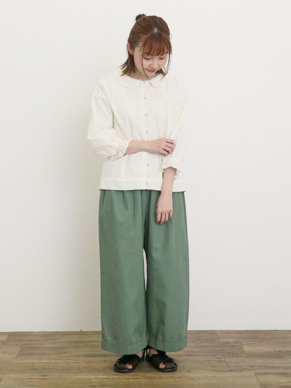 セール】 【S/Mサイズ】ベルト付きチノワイドパンツ（チャコールグレー