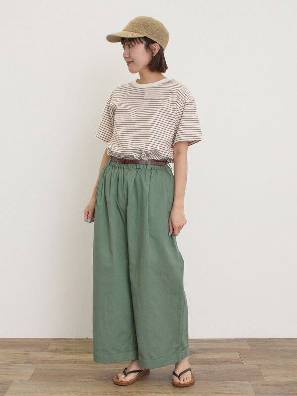 セール】 【S/Mサイズ】ベルト付きチノワイドパンツ（チャコールグレー