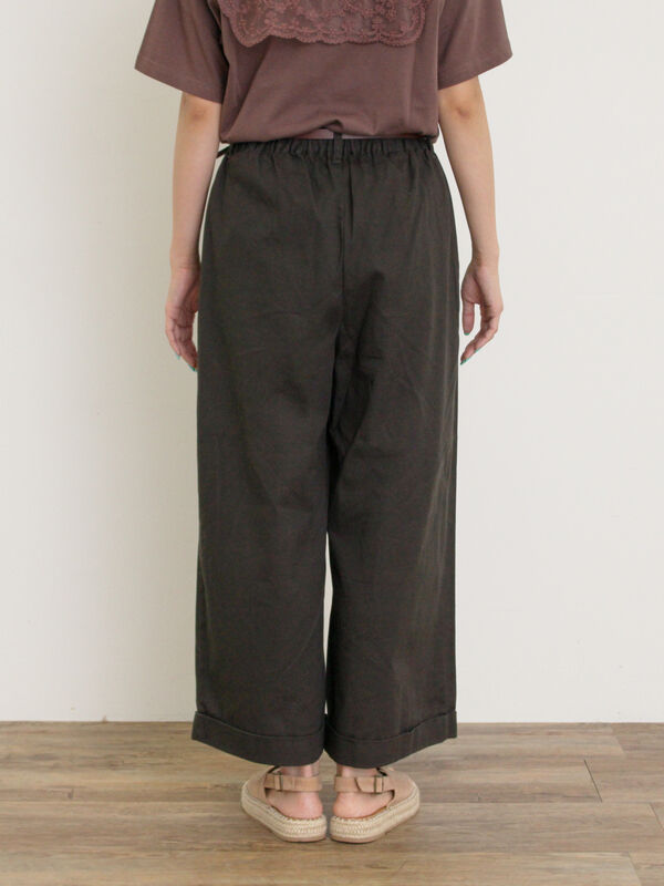セール】 【S/Mサイズ】ベルト付きチノワイドパンツ（チャコールグレー