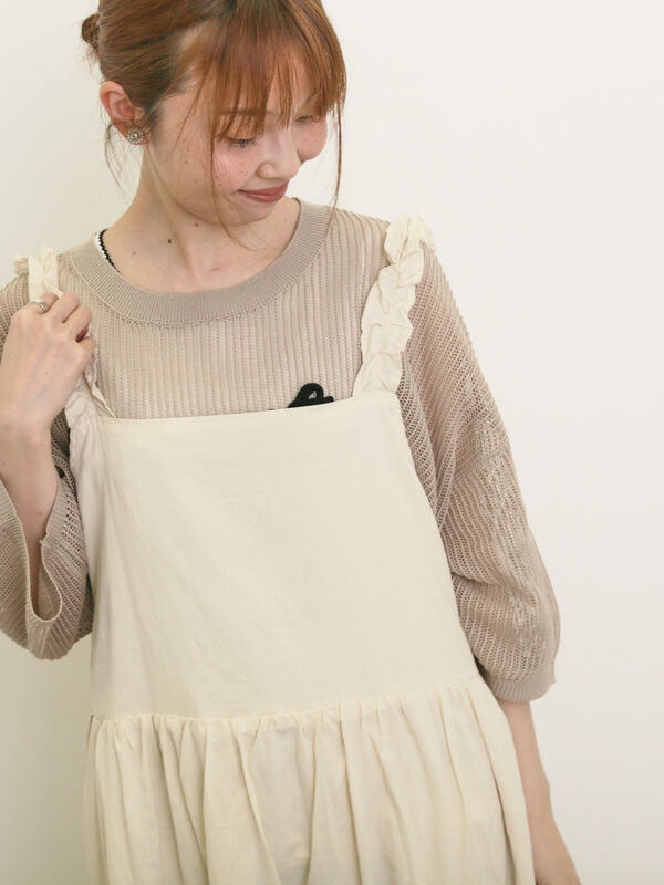 テープロゴ刺繍ニットプルオーバー（ベージュ）｜Samansa Mos2（サマンサ モスモス）通販