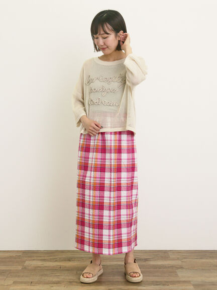 テープロゴ刺繍ニットプルオーバー（チャコールグレー/ベージュ/イエロー/キナリ）｜Samansa Mos2（サマンサ モスモス）通販