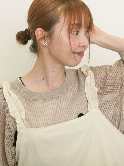 テープロゴ刺繍ニットプルオーバー（チャコールグレー/ベージュ/イエロー/キナリ）｜Samansa Mos2（サマンサ モスモス）通販