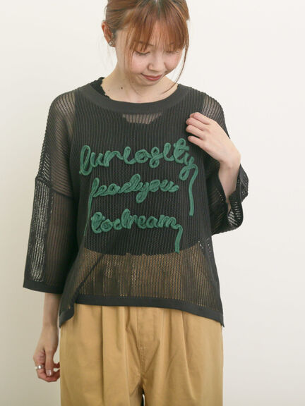 テープロゴ刺繍ニットプルオーバー（チャコールグレー/ベージュ/イエロー/キナリ）｜Samansa Mos2（サマンサ モスモス）通販
