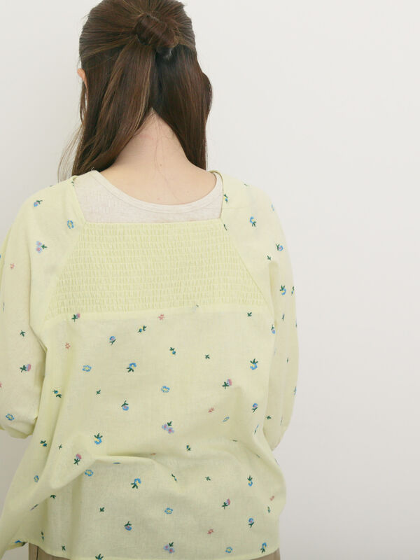 セール】 花刺繍前後2WAYブラウス（オフホワイト/ブラック/ベージュ 