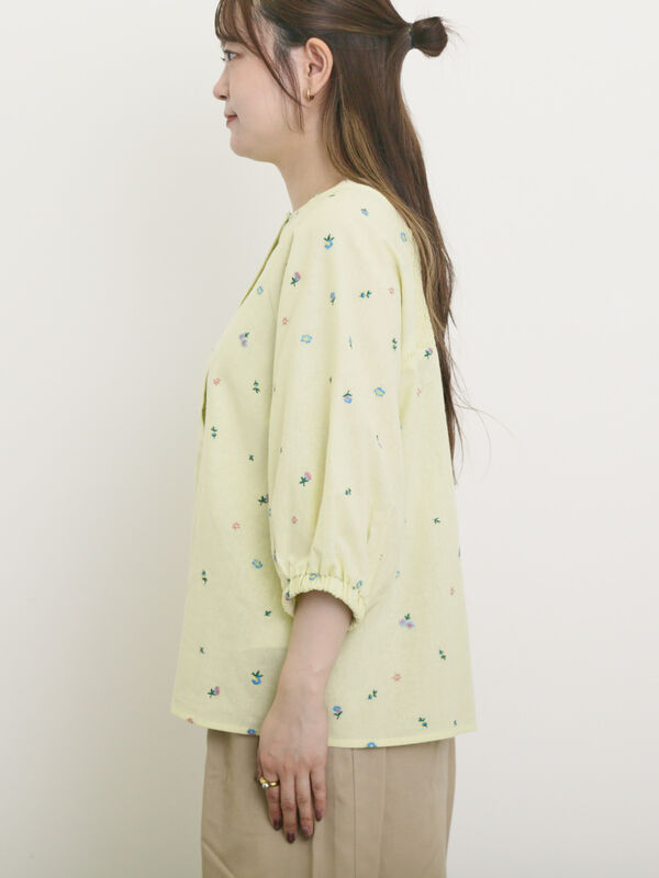 web完売】TSUHARU❀リネンハンカチ刺繍前後2WAYブラウス❀ベージュ