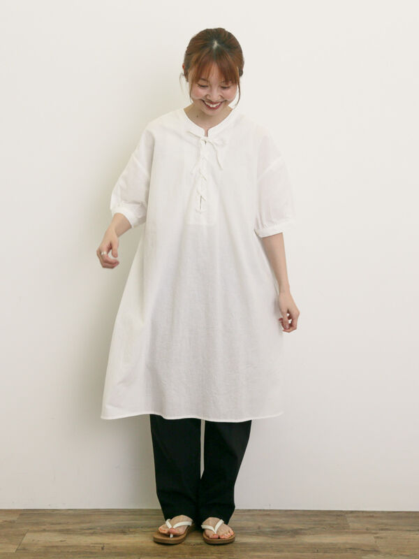 セール】 【M/Lサイズ】麻混ストレッチテーパードパンツ（ブラック