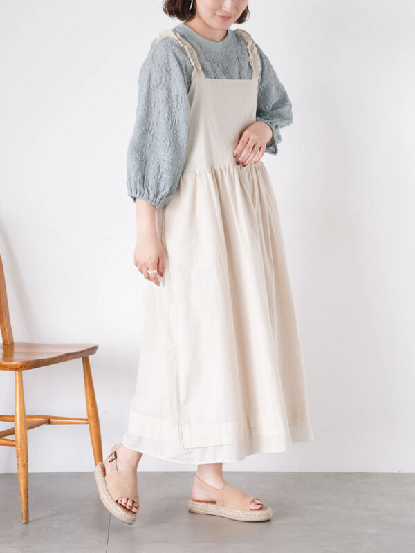 セール】 肩フリルキャミワンピース（オレンジ/ブルー/キナリ