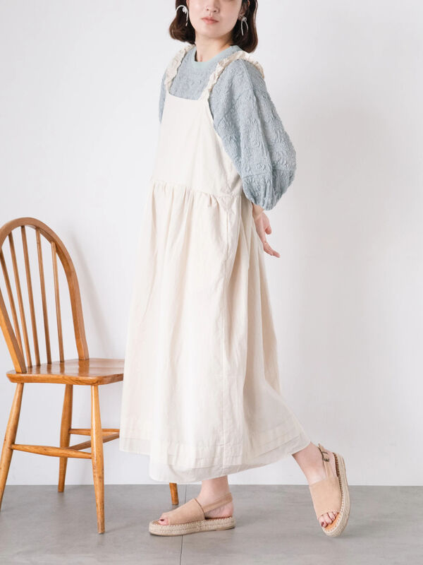 セール】 肩フリルキャミワンピース（オレンジ/ブルー/キナリ