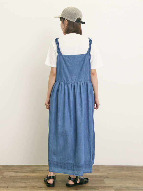 セール】 肩フリルキャミワンピース（オレンジ/ブルー/キナリ