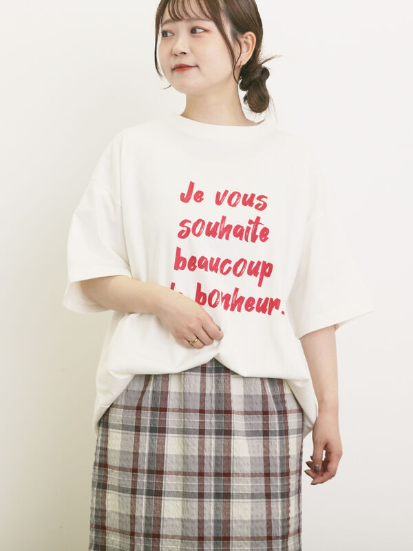 セール】 【UVカット】ロゴプリントTシャツ（オフホワイト/ブラック