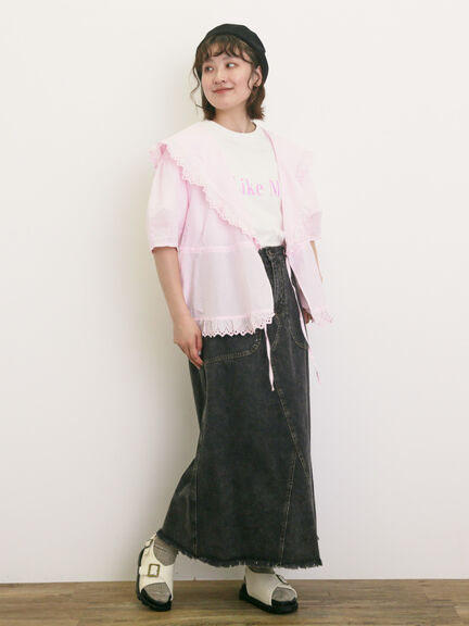 【UVカット】スラブ天竺ロゴプリントTシャツ（オフホワイト/チャコールグレー/ピンク/ミント）｜Samansa Mos2（サマンサ モスモス）通販