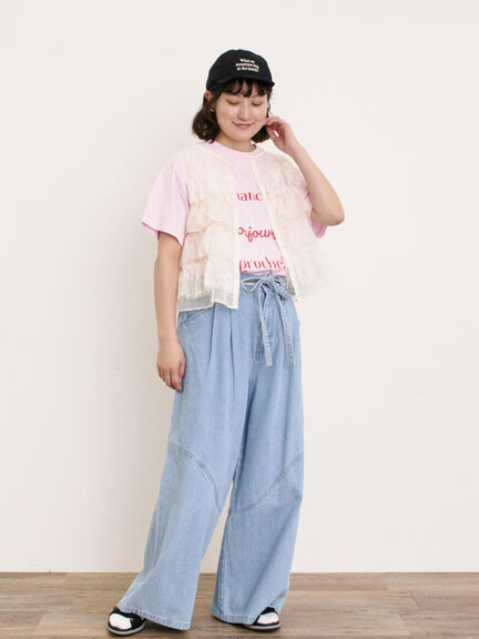 【UVカット】スラブ天竺ロゴプリントTシャツ（オフホワイト/チャコールグレー/ピンク/ミント）｜Samansa Mos2（サマンサ モスモス）通販