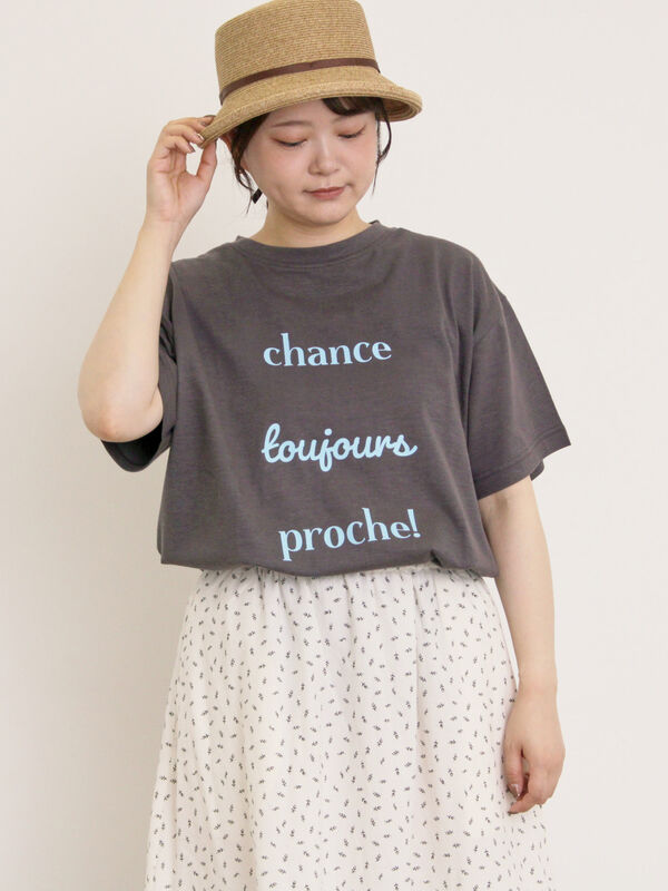 セール】 【UVカット】スラブ天竺ロゴプリントTシャツ（オフホワイト