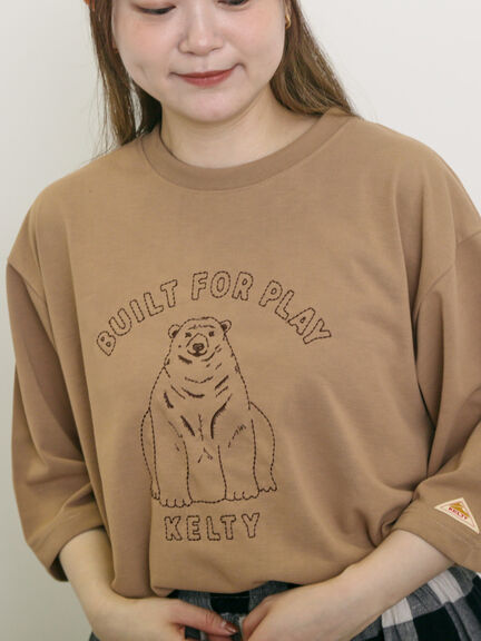 【KELTY×Samansa Mos2】ベアー刺繍Tシャツ（オフホワイト/チャコールグレー/モカ/グリーン）｜Samansa Mos2（サマンサ モスモス）通販