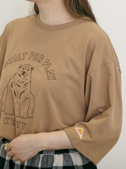 【KELTY×Samansa Mos2】ベアー刺繍Tシャツ（オフホワイト/チャコールグレー/モカ/グリーン）｜Samansa Mos2（サマンサ モスモス）通販