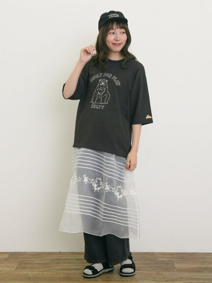 【KELTY×Samansa Mos2】ベアー刺繍Tシャツ（オフホワイト/チャコールグレー/モカ/グリーン）｜Samansa Mos2（サマンサ モスモス）通販