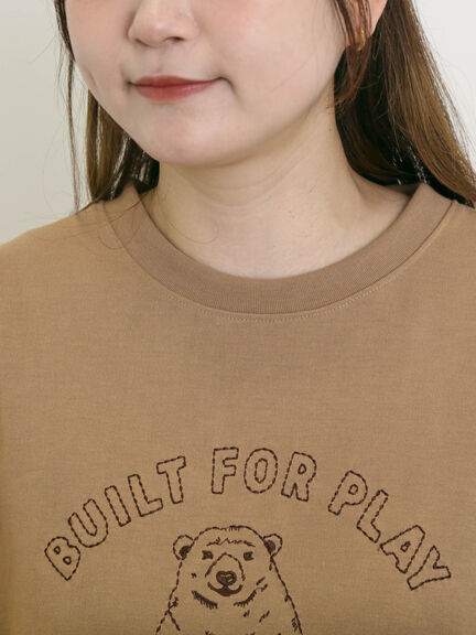 【KELTY×Samansa Mos2】ベアー刺繍Tシャツ（オフホワイト/チャコールグレー/モカ/グリーン）｜Samansa Mos2（サマンサ モスモス）通販
