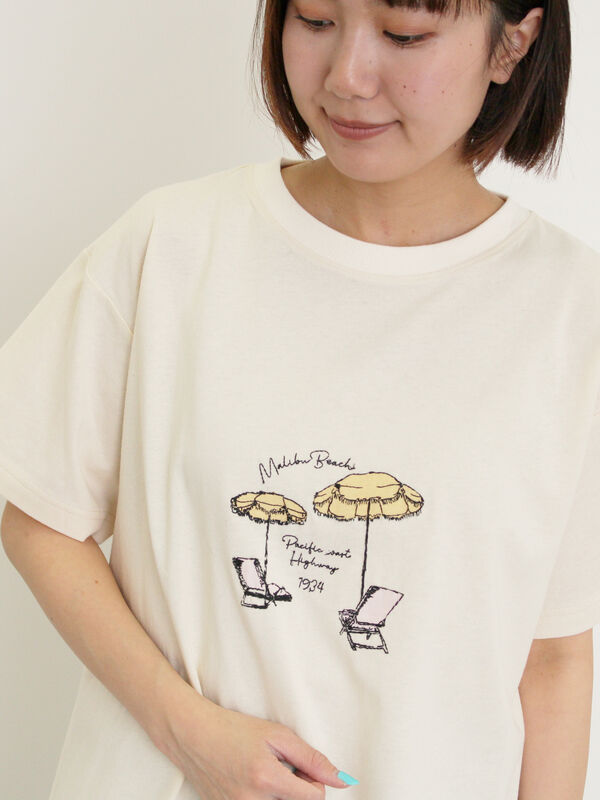 パラソル刺繍Tシャツ（オフホワイト/グレー/チャコールグレー）｜Samansa Mos2（サマンサ モスモス）通販