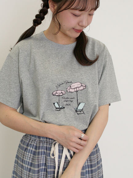 パラソル刺繍Tシャツ（オフホワイト/グレー/チャコールグレー）｜Samansa Mos2（サマンサ モスモス）通販