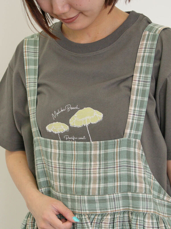 セール】 パラソル刺繍Tシャツ（オフホワイト/グレー/チャコールグレー