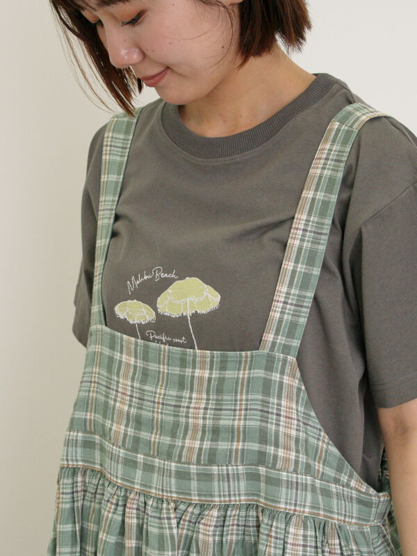 セール】 パラソル刺繍Tシャツ（オフホワイト/グレー/チャコールグレー