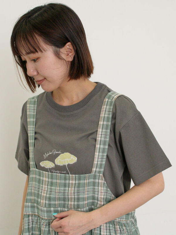 セール】 パラソル刺繍Tシャツ（オフホワイト/グレー/チャコールグレー