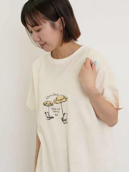 パラソル刺繍Tシャツ（オフホワイト/グレー/チャコールグレー）｜Samansa Mos2（サマンサ モスモス）通販