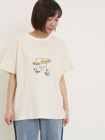パラソル刺繍Tシャツ（オフホワイト/グレー/チャコールグレー）｜Samansa Mos2（サマンサ モスモス）通販