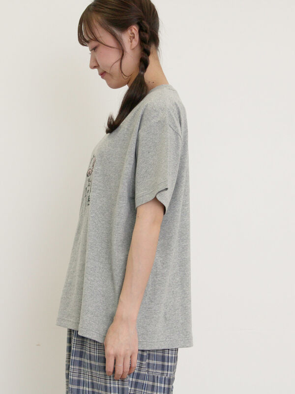 セール】 パラソル刺繍Tシャツ（オフホワイト/グレー/チャコールグレー