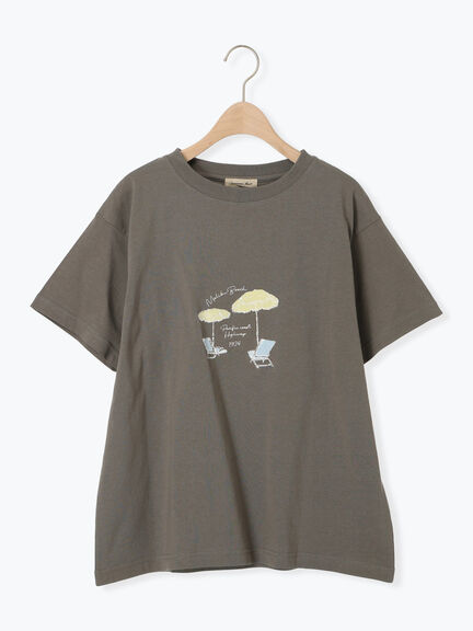 パラソル刺繍Tシャツ（オフホワイト/グレー/チャコールグレー）｜Samansa Mos2（サマンサ モスモス）通販