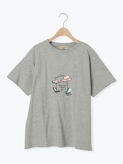 パラソル刺繍Tシャツ（オフホワイト/グレー/チャコールグレー）｜Samansa Mos2（サマンサ モスモス）通販
