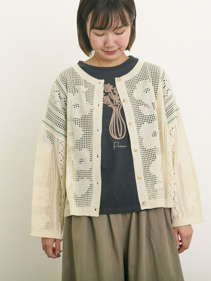 花瓶柄コード刺繍Tシャツ（オフホワイト/ブラック/ベージュ）｜Samansa Mos2（サマンサ モスモス）通販
