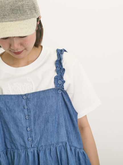 花瓶柄コード刺繍Tシャツ（オフホワイト/ブラック/ベージュ）｜Samansa Mos2（サマンサ モスモス）通販