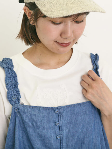 花瓶柄コード刺繍Tシャツ（オフホワイト/ブラック/ベージュ）｜Samansa Mos2（サマンサ モスモス）通販