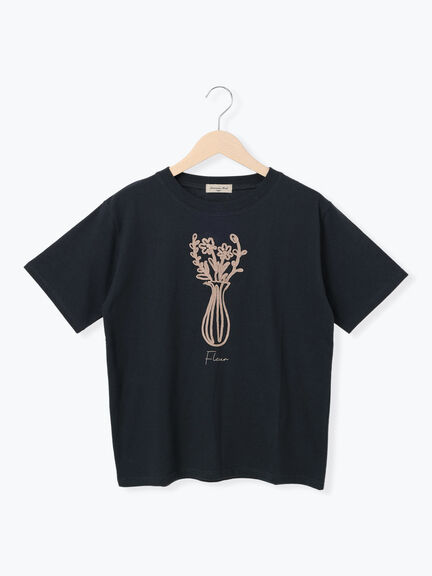 花瓶柄コード刺繍Tシャツ（オフホワイト/ブラック/ベージュ）｜Samansa Mos2（サマンサ モスモス）通販