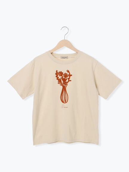 花瓶柄コード刺繍Tシャツ（オフホワイト/ブラック/ベージュ）｜Samansa Mos2（サマンサ モスモス）通販