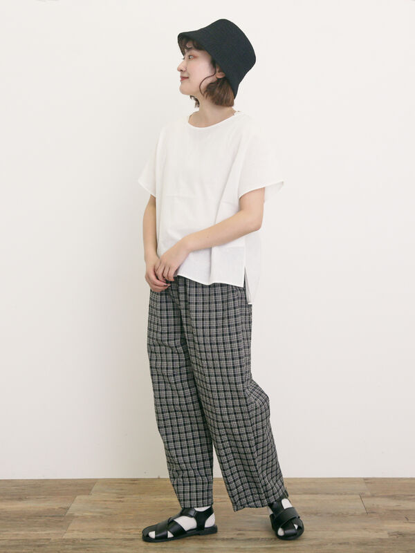 セール】 【速乾/UV加工】ぽこぽこチェック柄パンツ（グレー/ブラック