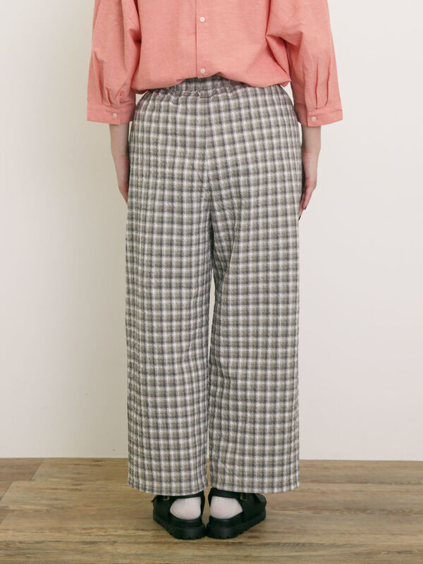 セール】 【速乾/UV加工】ぽこぽこチェック柄パンツ（グレー/ブラック