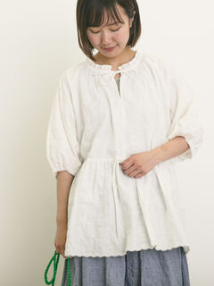 ✰Samansa Mos2 刺繍入りチュニック 半袖 ホワイト ✰Samansa