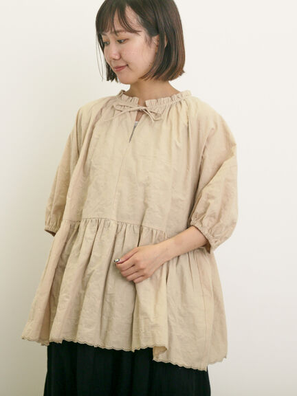 裾刺繍前後2WAYスキッパーチュニック（オフホワイト/ブラック/ベージュ/イエロー/ブルー）｜Samansa Mos2（サマンサ モスモス）通販