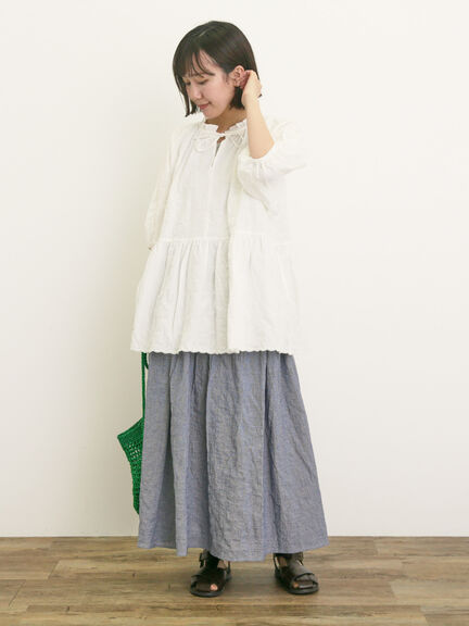 裾刺繍前後2WAYスキッパーチュニック（オフホワイト/ブラック/ベージュ/イエロー/ブルー）｜Samansa Mos2（サマンサ モスモス）通販