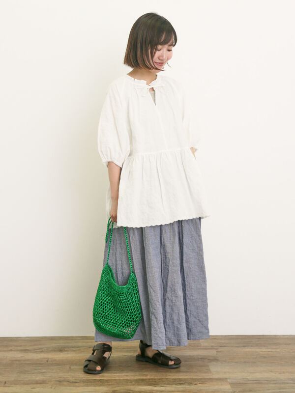 セール】 裾刺繍前後2WAYスキッパーチュニック（オフホワイト